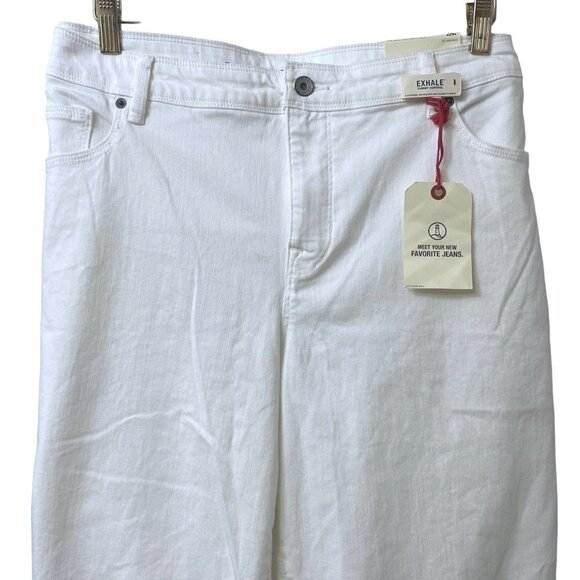 Lands End White Jeans Plus Size 22W Mid Rise Roll Cuff Womens Crop Slimming Pant - Picture 2 of 14